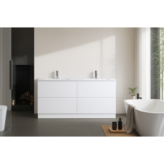 DNF 1500X460X830MM PLYWOOD FLOOR STANDING VANITY - GLOSSY WHITE WITH DOUBLE CERAMIC TOP DNF 1500X460X830MM PLYWOOD FLOOR STANDING VANITY - GLOSSY WHITE WITH DOUBLE CERAMIC TOP